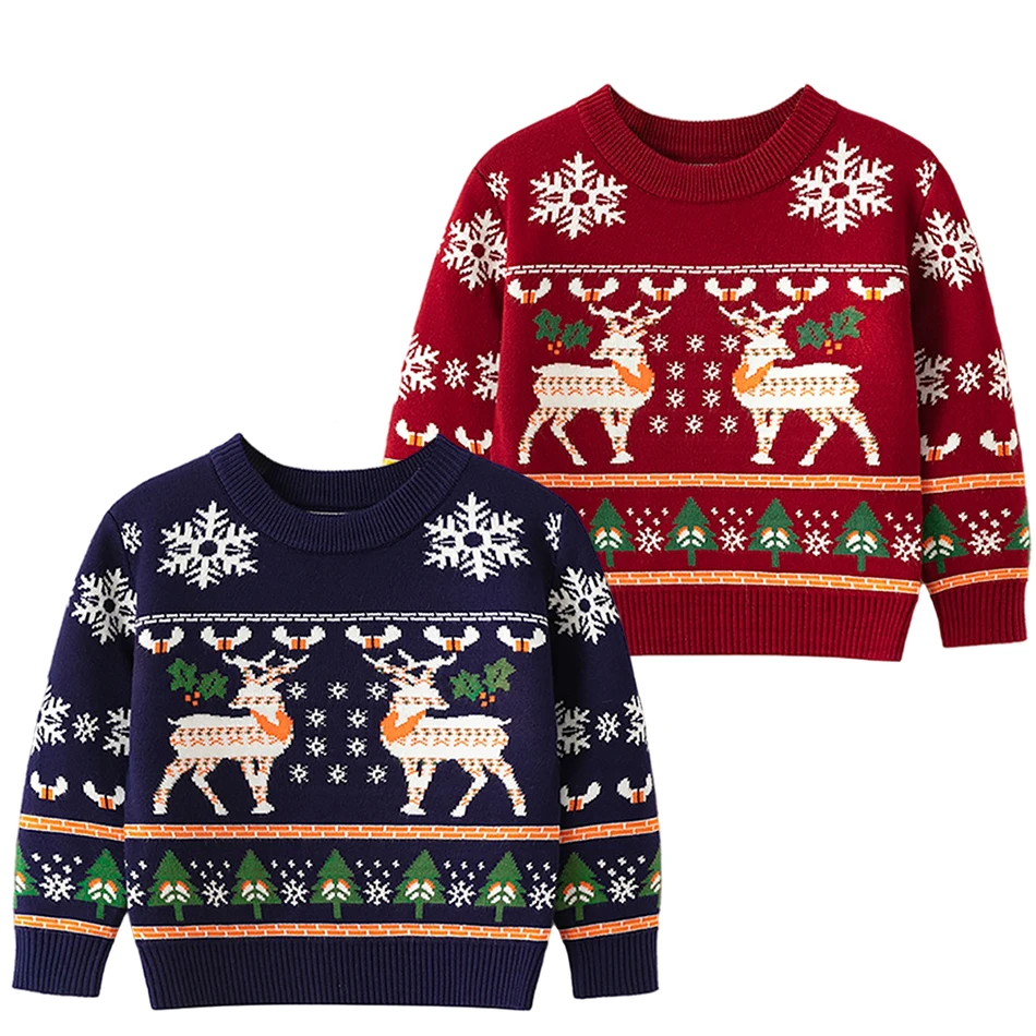 

2-7 Years Children Clothing Boy Girl Christmas Sweaters Pullover Toddler Kids Winter Warm Clothing Sweater Christmas Jumper Gift