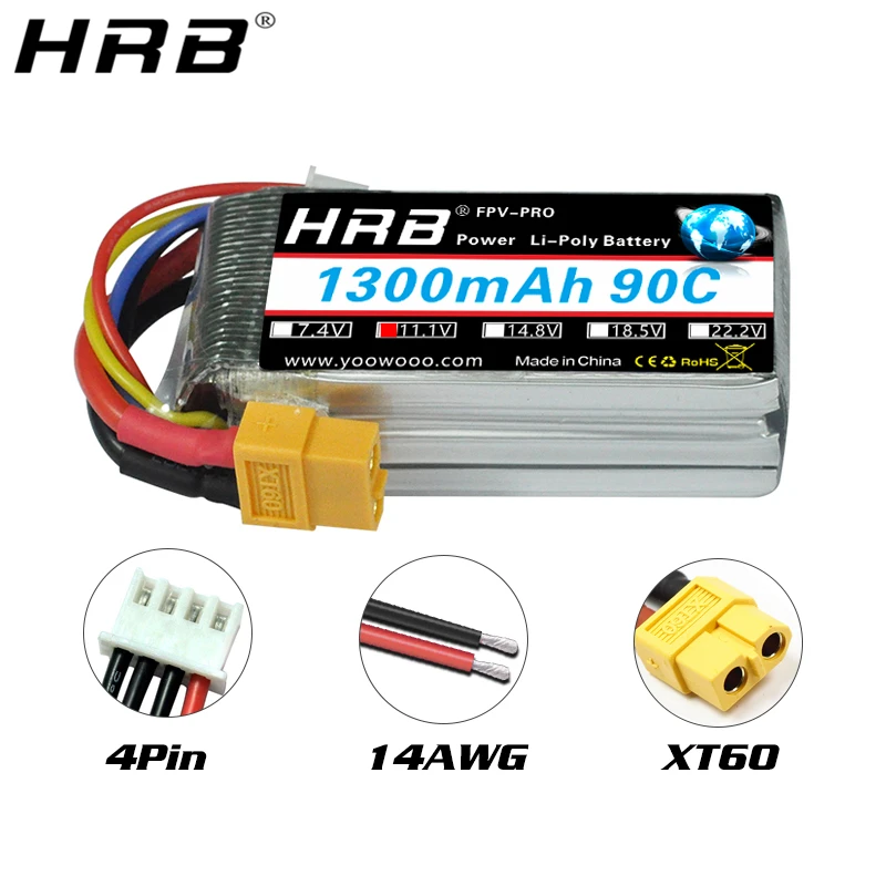 HRB-Bater&iacute;a Lipo para juguetes a control remoto, pila de 2000mah, 3000mah, 4000mah, 5000mah, 6000mah, 1500mah, celdas de 2S 3S 4S 5S 6S, 7,4V 11,1V 14,8V 22,2V, compatible con avi&oacute;n RC, dron FPV, piezas de coche-1