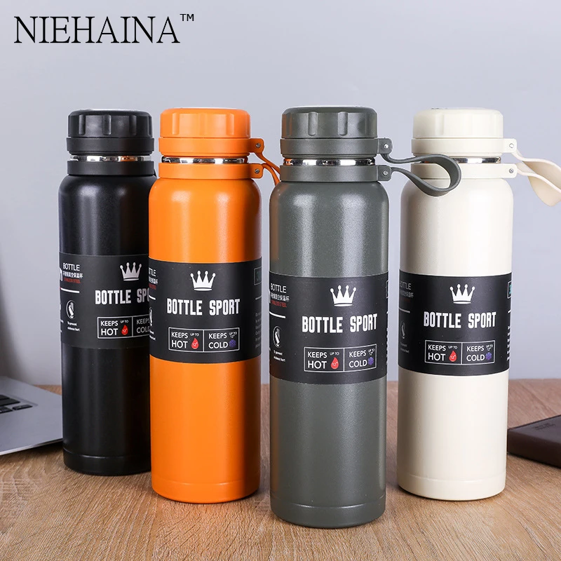 

1PCS 900/800ML 304 Stainless Steel Insulated Pot With Ring Integrated Thermos Bottle Travel Water Contigo Water Bottle