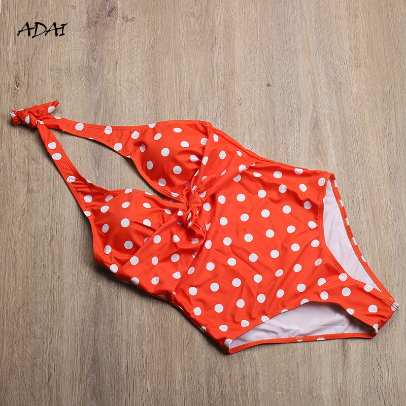 

Women's Swimsuit One Piece Push Up Bathing Suit Sexy Deep V-Neck Halter Polka Dot Swimsuit Bikini Plus Size Swimwear Beachwear