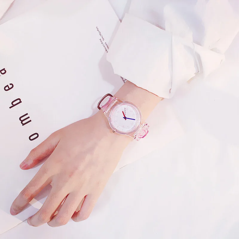 Лидер продаж корейские простые и прозрачные детские часы желе для мальчика
