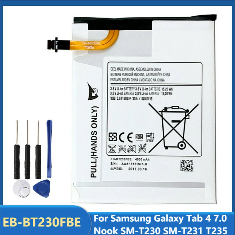 

Original Replacement Tablet Battery EB-BT230FBE For Samsung Galaxy Tab 4 7.0 Nook SM-T230 SM-T231 T235 EB-BT230FBU 4000mAh