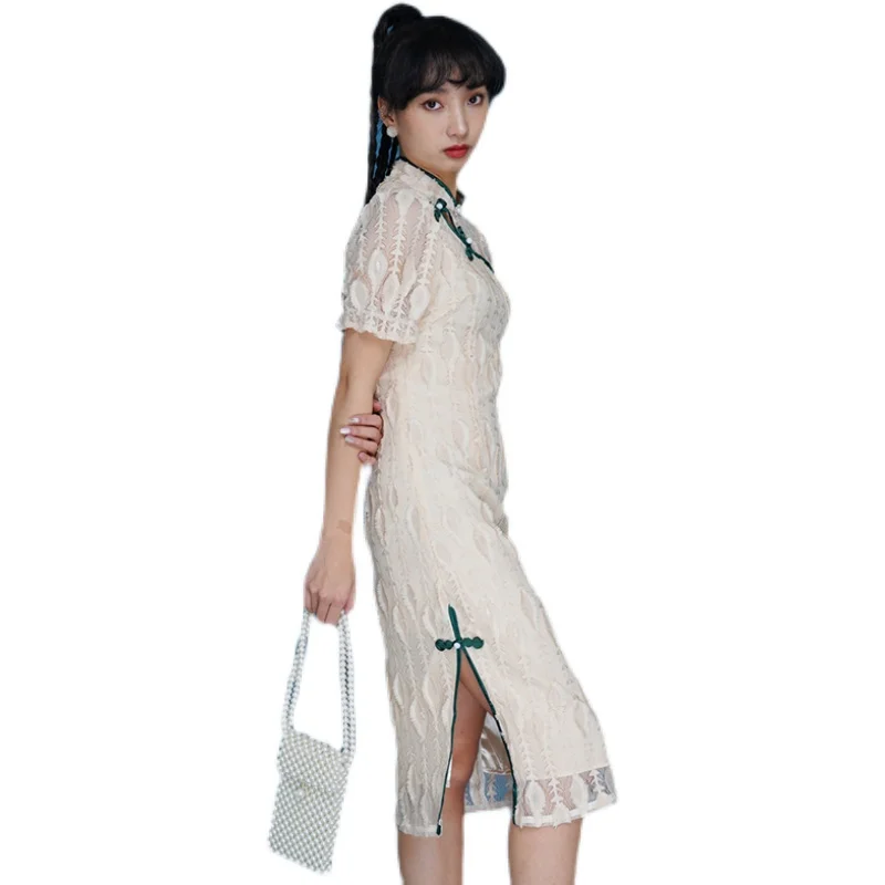 

Modified Chinese wind restoring ancient ways women's erosion bone cheongsam female elegant young girl cheongsam