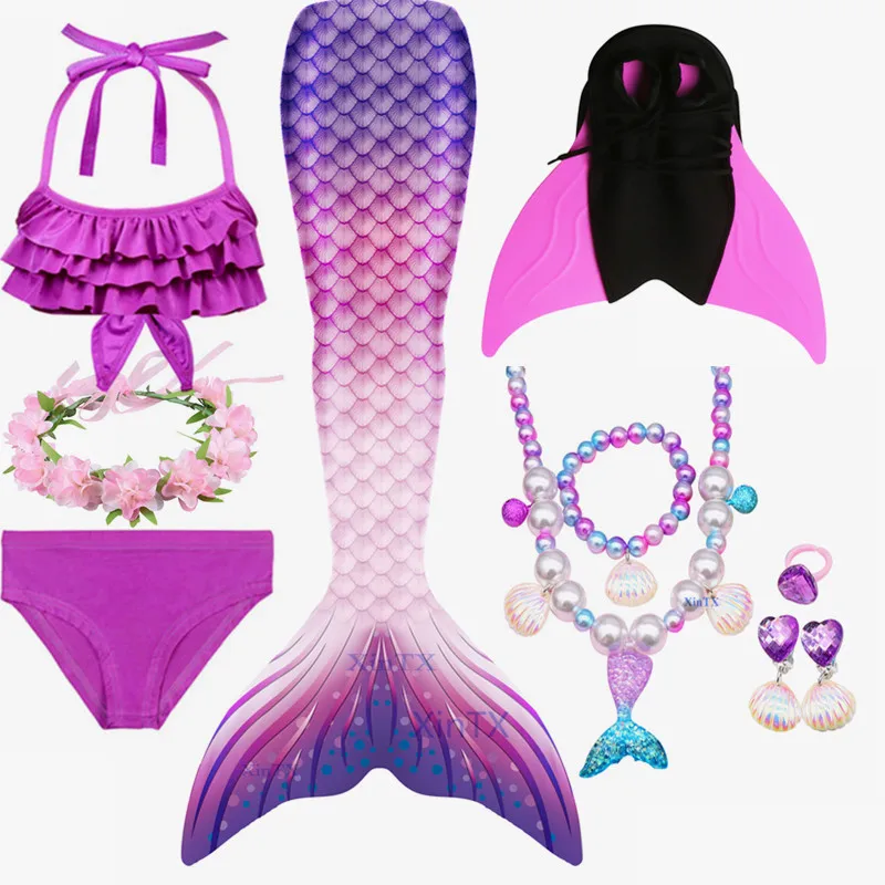 Детский купальник русалки купальный костюм с моноластами для девочек косплея |