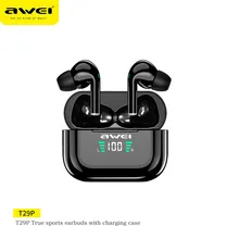 Awei T29P TWS Bluetooth Earphones With Microphones wireless earbuds for xiaomi redmi vivo oppo iphone 500mAh charging case gamer