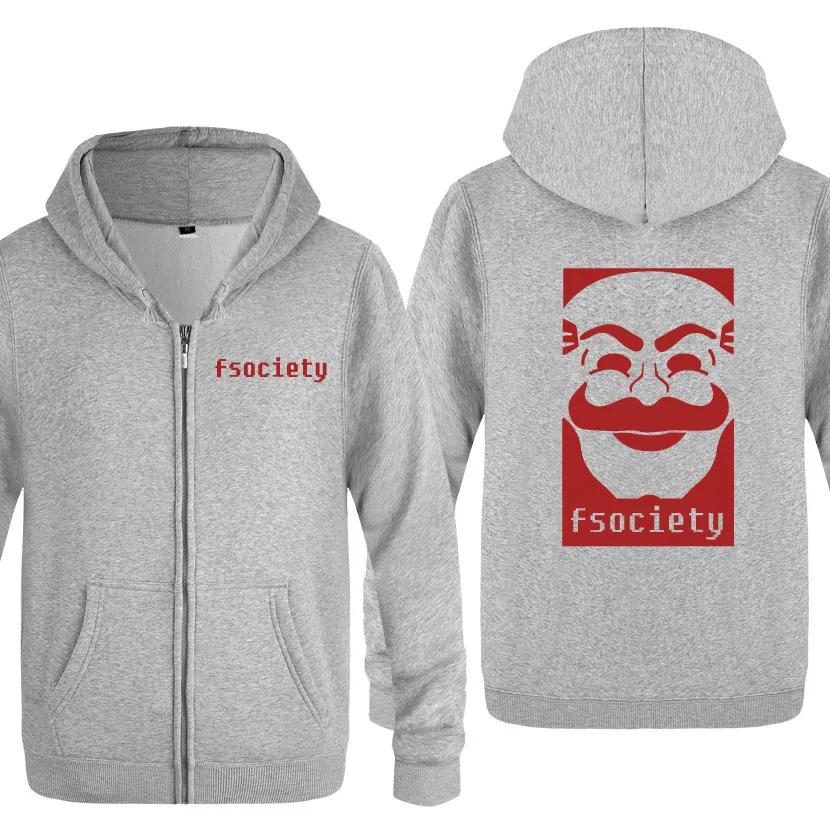 Толстовки с капюшоном на молнии для мужчин мистер робот Бэнкси Fsociety мужская