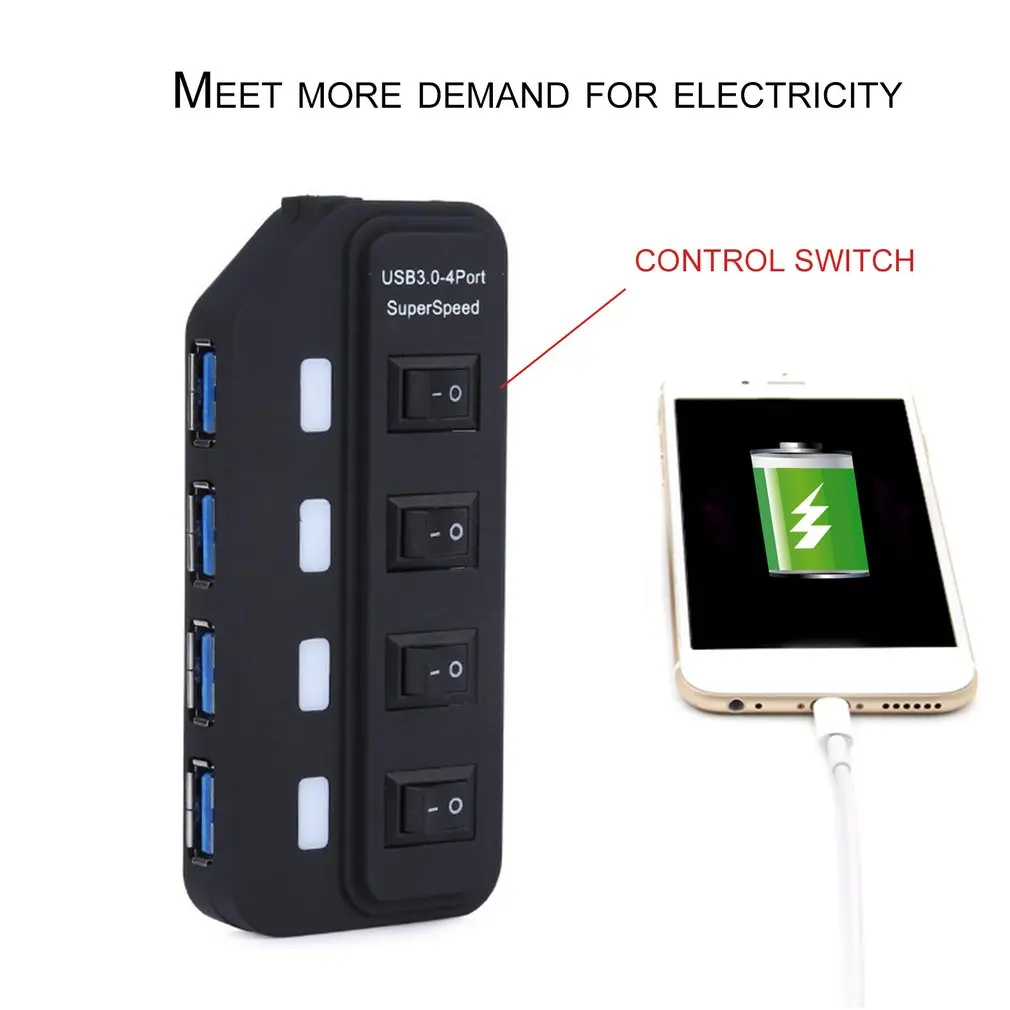 Супер Скоростной USB 3 0-4 порт концентратор разветвитель вкл/выкл переключатели +