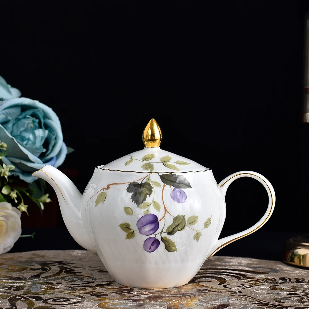 Juego de 15 unids/set de caf&eacute; de porcelana de hueso de buena calidad, juego de t&eacute; de porcelana con relieve moderno-1