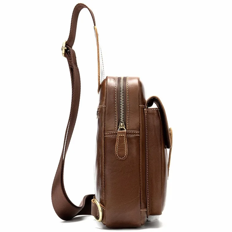 Men's Genuine Leather Chest Bag 2020 New Simple Retro Multifunctional Shoulder Bags |
