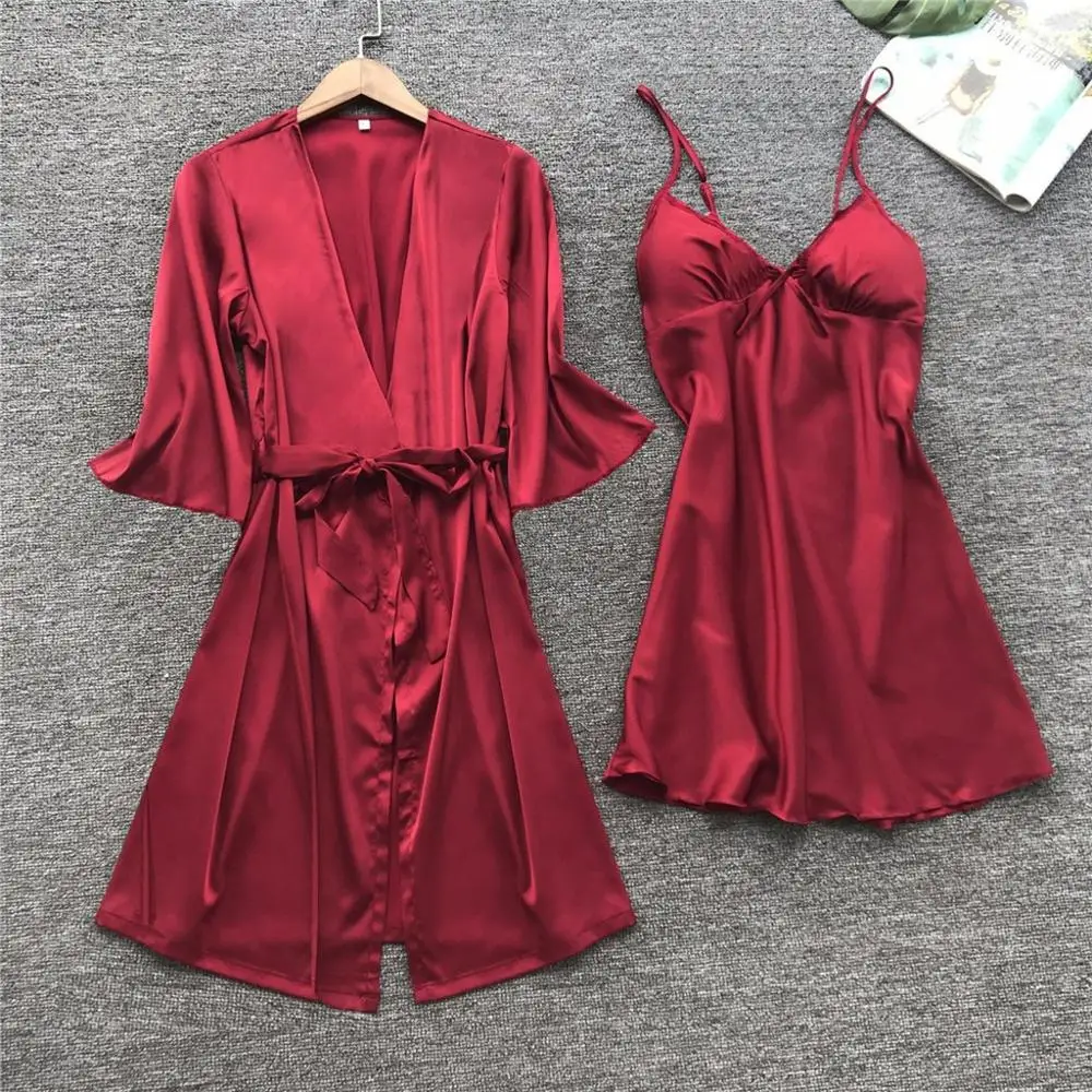 Антибактериальная женская ночная рубашка халат пижама кружевное нижнее белье