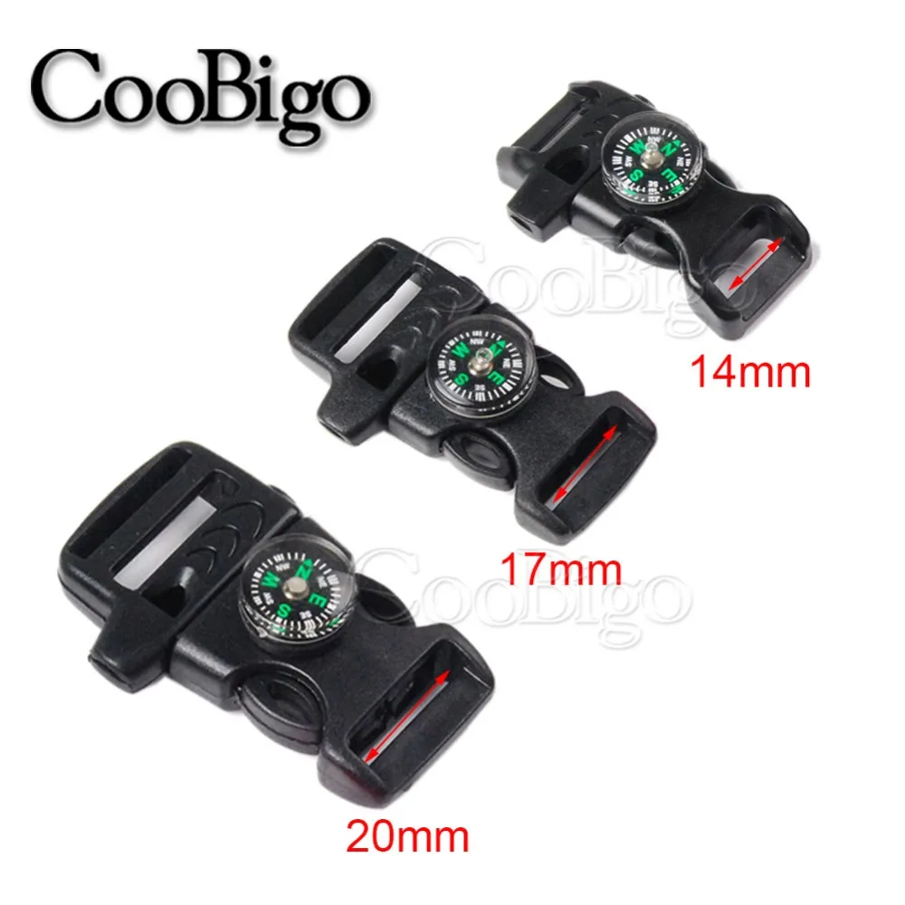 10pcs Emergency Survival Whistle Buckle with Compass for Outdoor Camp Paracord Bracelet Backpack Strap Bag Accessories