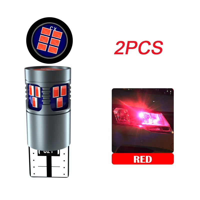Red 2 шт. T10 Led W5W Canbus декодирования белый цвет желтый, синий; размеры 34–43 168 194 лампы Габаритные огни для Audi A1 A3 A4 A5 A6 A7 C5 C6 Q7 R8 - Испускаемый цвет: Red