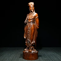 10chinese folk collection seikos old boxwood zhuge liang statue military strategist incarnation of wisdom gather wealth office