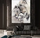 Картина маслом на холсте, большая абстрактная картина для гостиной с изображением Льва и семьи, без рамки