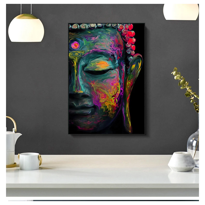 

На стену, холст, планшетофон, картины буддистского искусства, украшение для стены дома, Красочные абстрактные статуи Будды