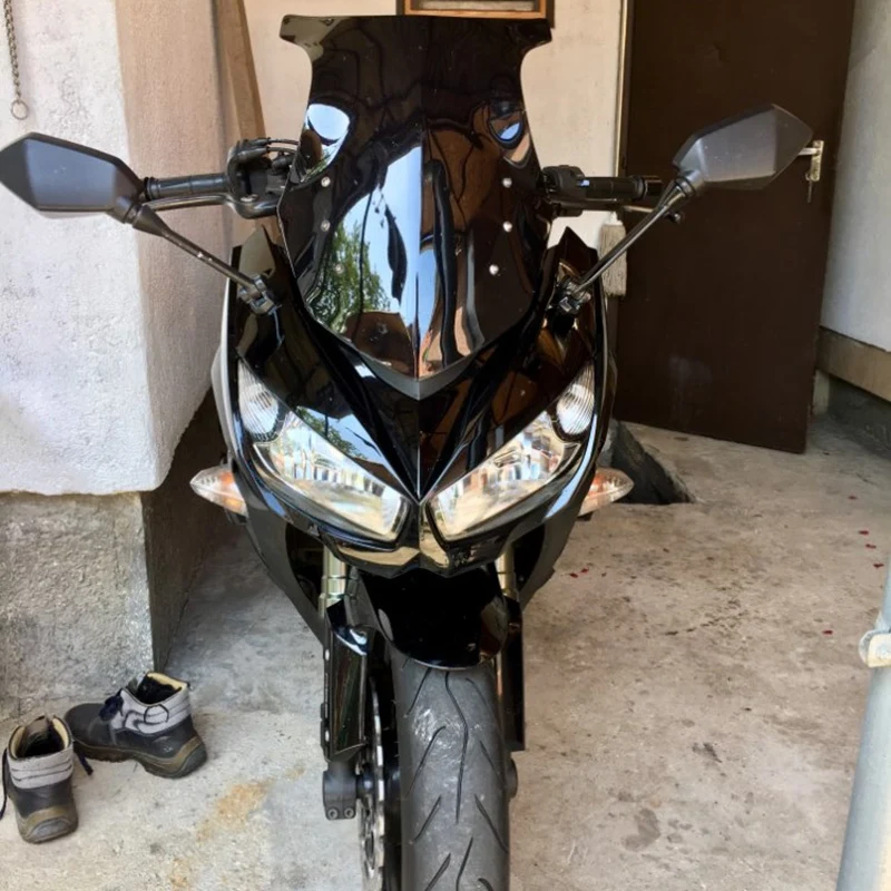 Ветровое стекло с двойными пузырьковыми дефлекторами черный для Kawasaki Ninja 1000 Sx