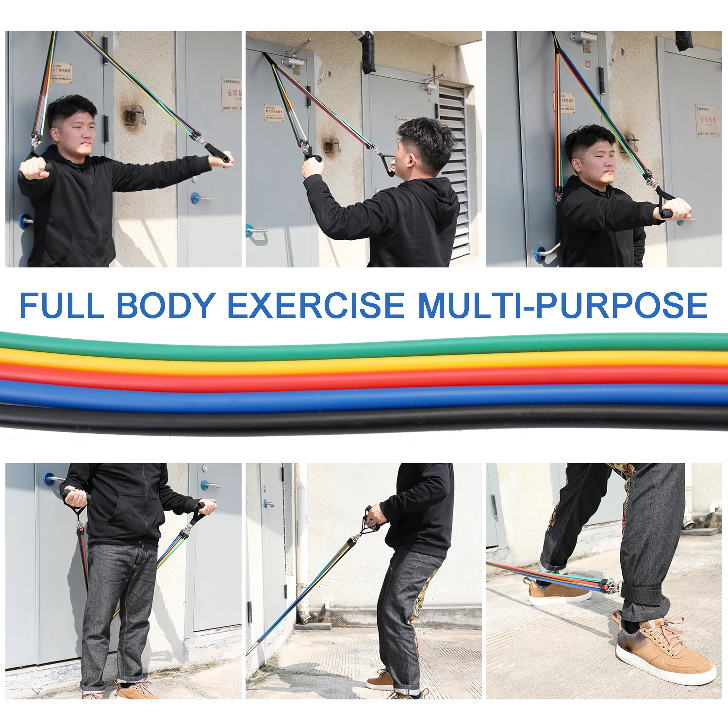 

11pcs Fitness Puller Set Upgraded Resistance Belt Multifunctional Exercise Elastics Tubes for Training Gym Bodybuilding Sport
