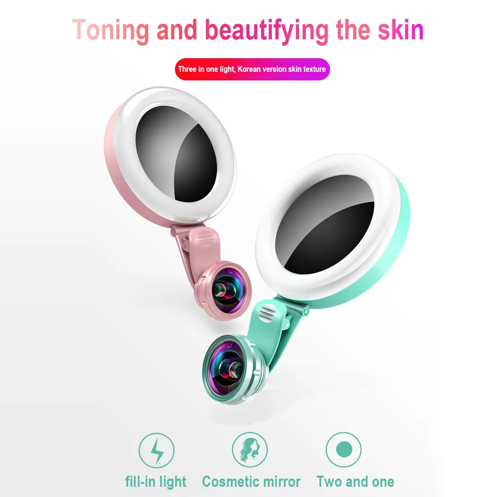 

Fill-in Light Portable Selfie Flash Led high definition thin face beauty len Camera phone Selfie ring light Night Enhancing#0526