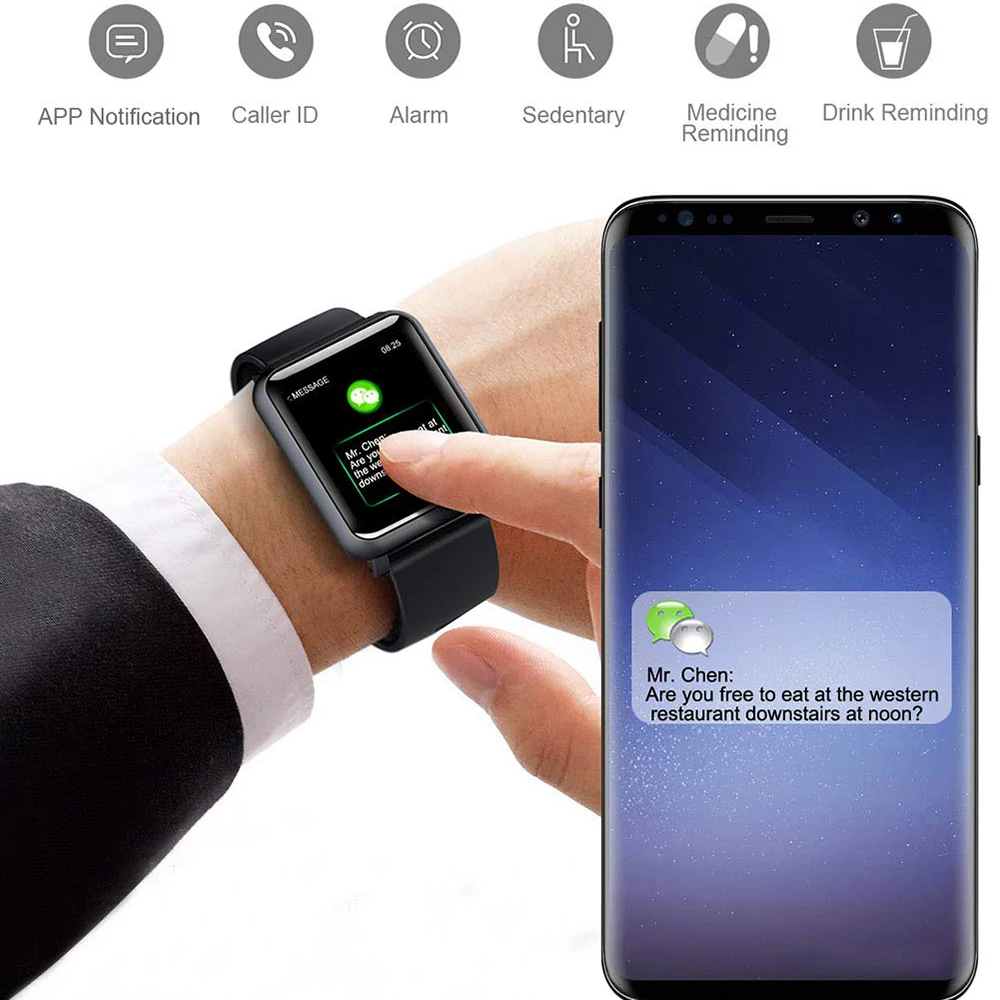 SKHO H9 1 3 дюймов ЭКГ + PPG монитор HR кровяное давление Smartwatch IP67 Водонепроницаемый