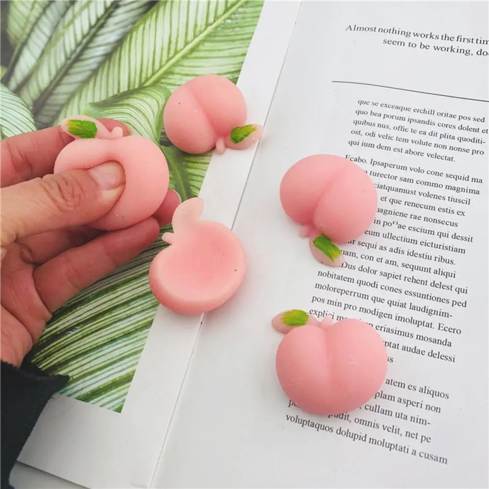 

5Pcs Pink Peach Kids Toy Soft Elastic Stress-relieving Mini Peach Squeeze Toy for Home