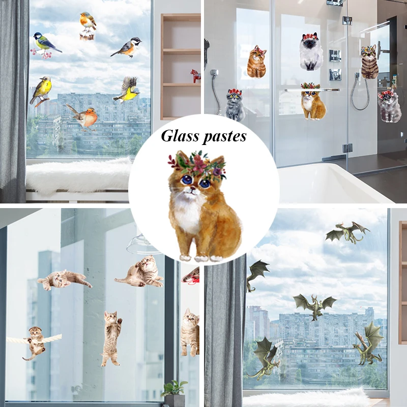 

Vivid Electrostatic Glass Stickers Beautifying Window Stickers Decorations Removable Waterproof PVC Animal Glass Stickers