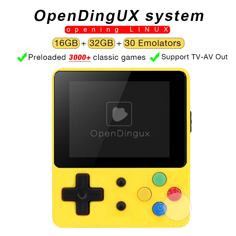 1.0yellow 3000 game Новая игровая консоль LDK 2,7 дюймов LINUX RetroFW система DIY ретро игровая видео плеер 48 ГБ встроенные 10000 Ретро игры управление на 360 градусов - Цвет: 1.0yellow 3000 game