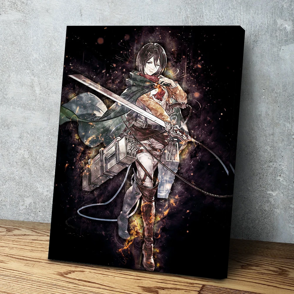 

Attack On Titan Anime Canvas HD Printed Poster Painting Home Decor Mikasa Ackerman Pictures Wall Art Modular Living Room Framed