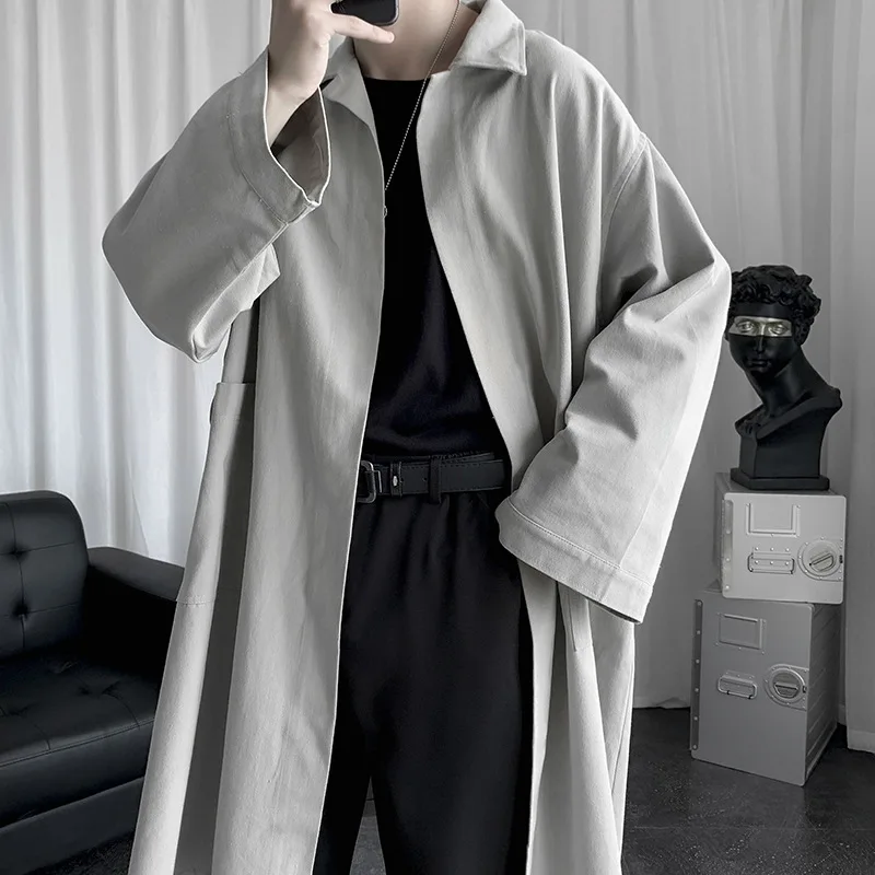 

European and American men's autumn 2020 new casual plaid woolen coat mid-length coat coat