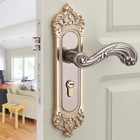 european style indoor door lock kirsite bedroom handle lock solid wooden door lock indoor bearing silent door lock gun gold