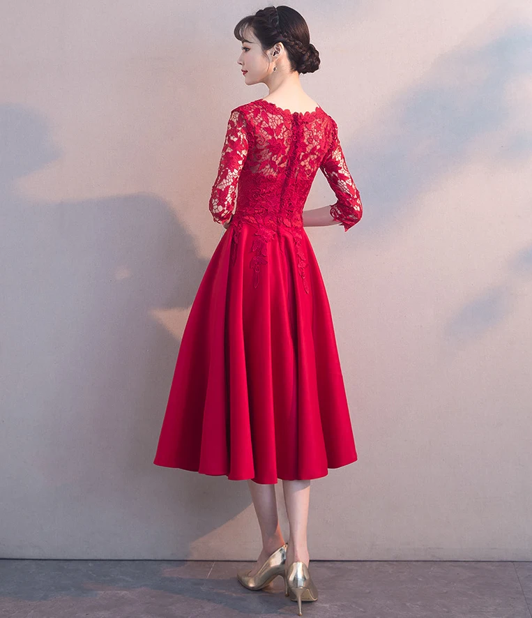 

Red O-Neck Party Dress Women Lace Bride Cheongsam Flower Lady Wedding Qipao Elegant Long Dresses Luxury Gown Vestido XS-XXL