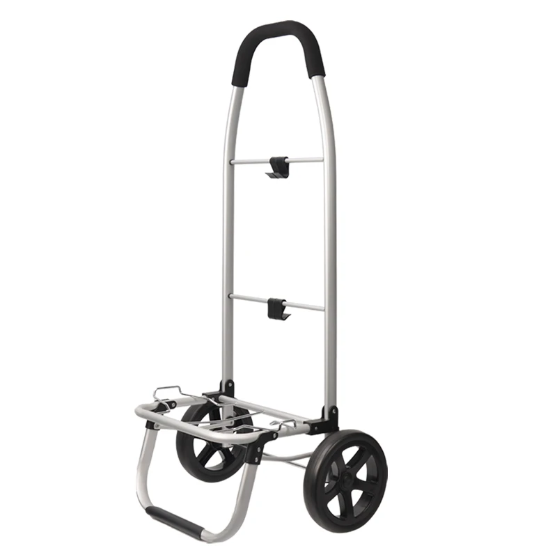 Household Portable Shopping Cart, 20CM Big Wheel Grocery Handcart, Aluminum Alloy Frame Utility Trolley