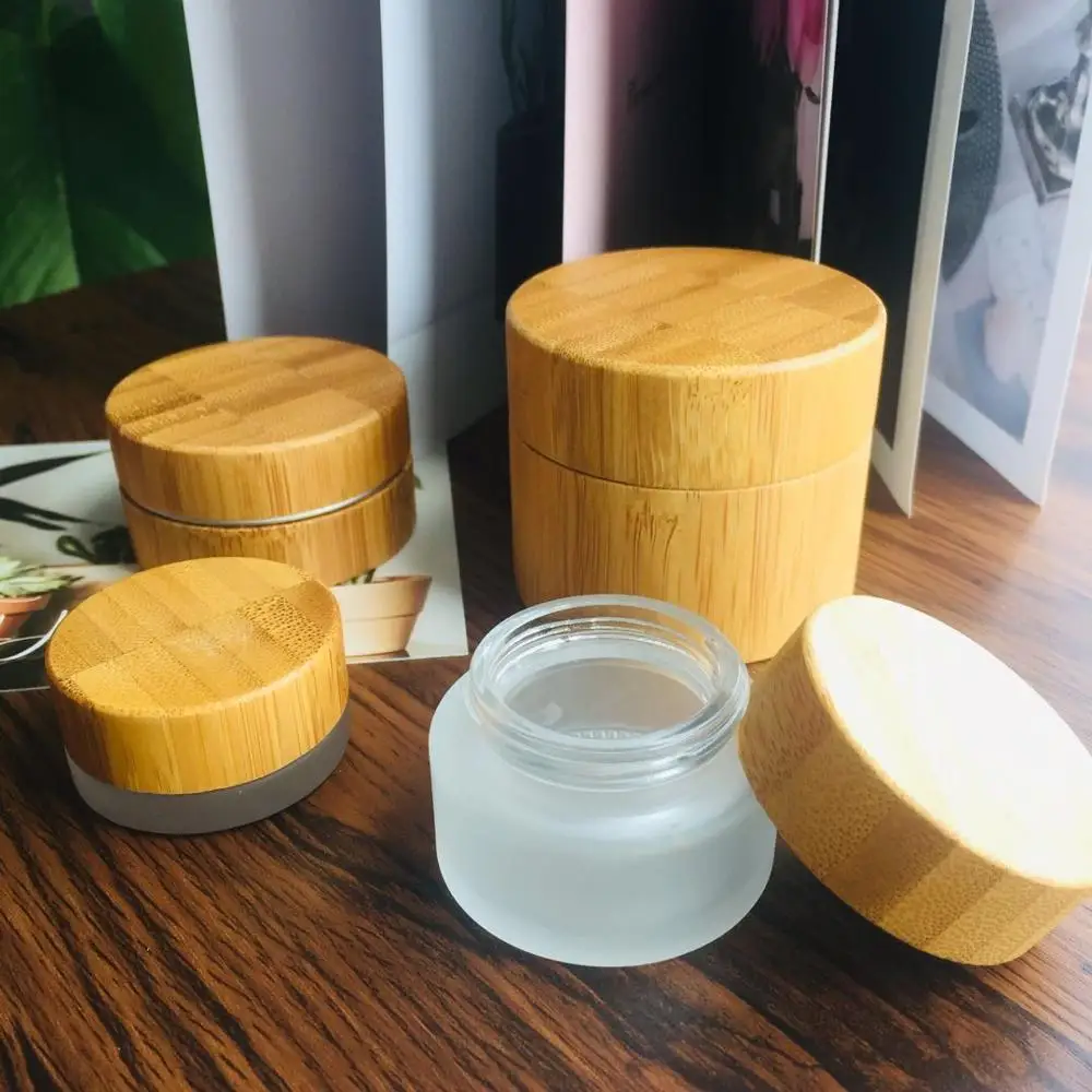 

5g/1 5g/30 г/50 г/100 г Стекло банки с бамбуковой Кепки крем бутыли с бамбуковой крышкой косметический контейнер для крема мой бутылки многоразовог...