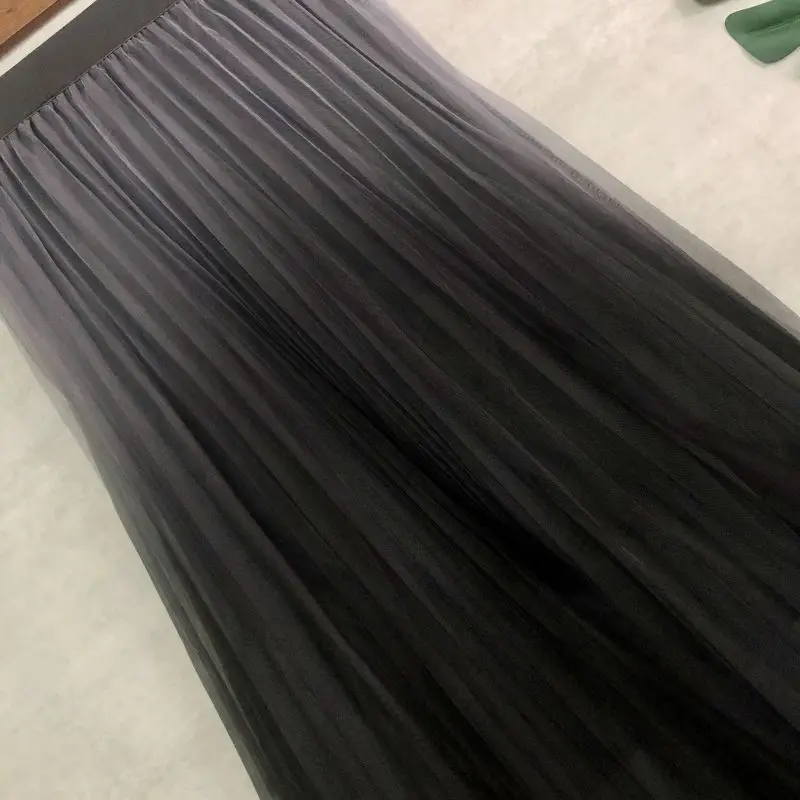 Женская Двухслойная юбка с высокой талией плиссированная трапециевидная из тюля