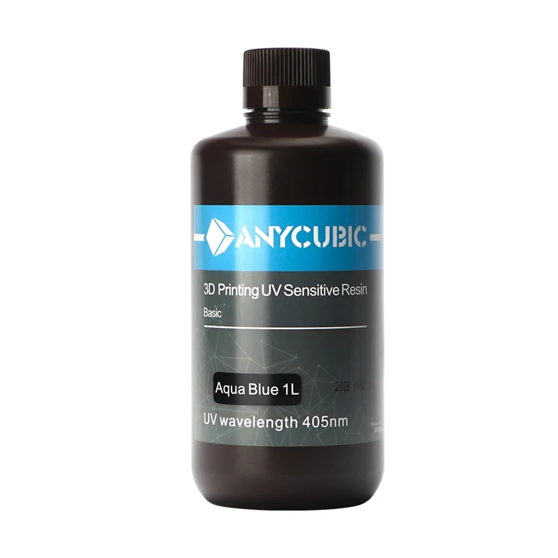 Aqua blue-1L ANYCUBIC 405nm полимерный печатный материал для фотона lcd чувствительный к ультрафиолету нормальный 500 мл/1л жидкий 3d принтер УФ смола для фотонов - Цвет: Aqua blue-1L
