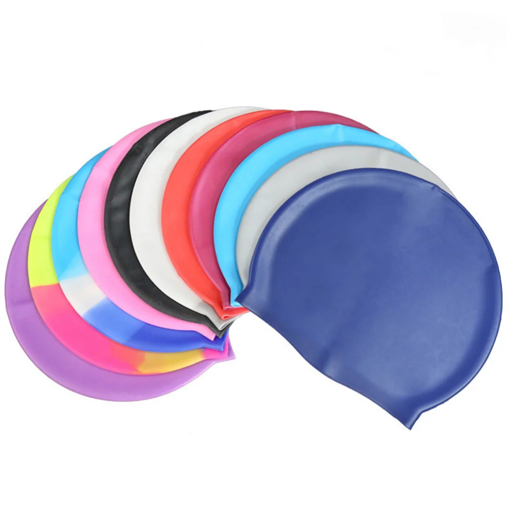 

5PCS Silicone Swimming Caps Unisex Waterproof Elastic Swim Cap Hair Ear Protection Hats (Random Color)