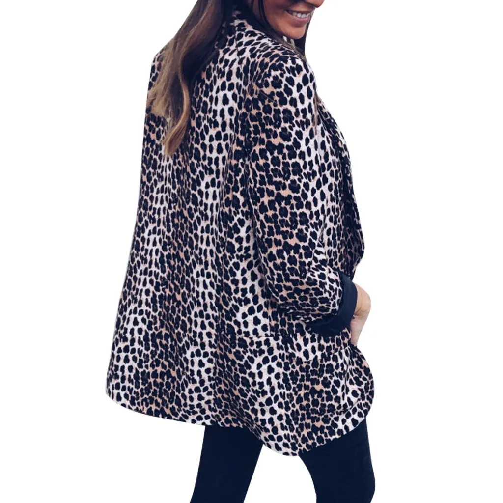 FEITONG женский блейзер осень зима Леопардовый принт костюм пальто с длинными