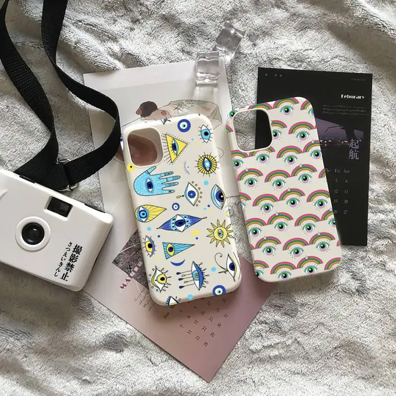 

Lucky Eye Blue Evil Eye Print Phone Case Candy Color for iPhone 6 7 8 11 12 s mini pro X XS XR MAX Plus