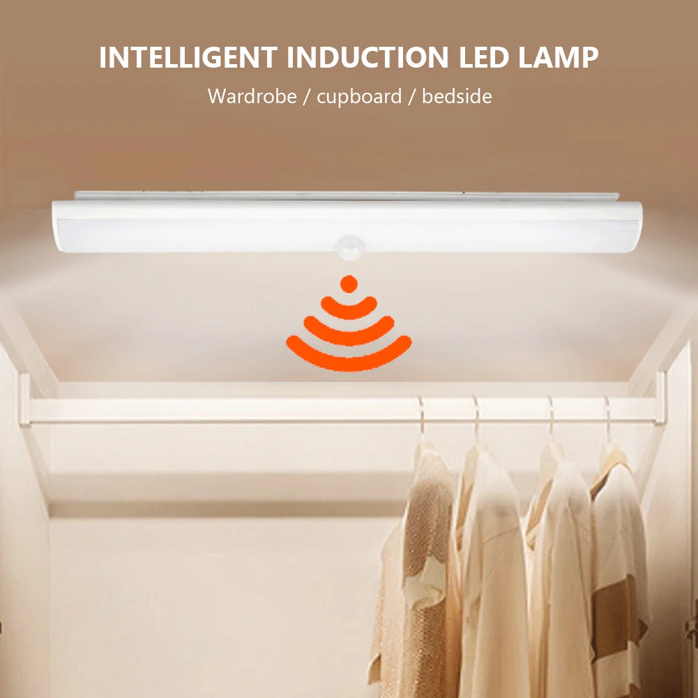 

PIR Motion Sensor LED Night Light Bar for Under Cabinet Wireless USB Rechargeable Closet Lights Battery/USB Powered Tube Lamp