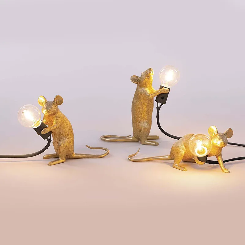 

JIGUOOR Modern Resin Mouse Table Lamp LED E12 Mouse Table Lamps Desk Nordic Kids' Room Decor LED Night Lights EU/AU/US/UK Plug