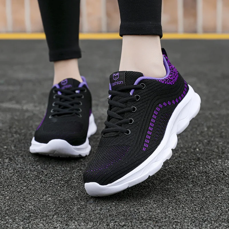 

Shoes Dropshipping Female 2020 Summer New Mesh Breathable Casual Sneakers Mesh Flats Students Vulcanize Shoes Black Pink