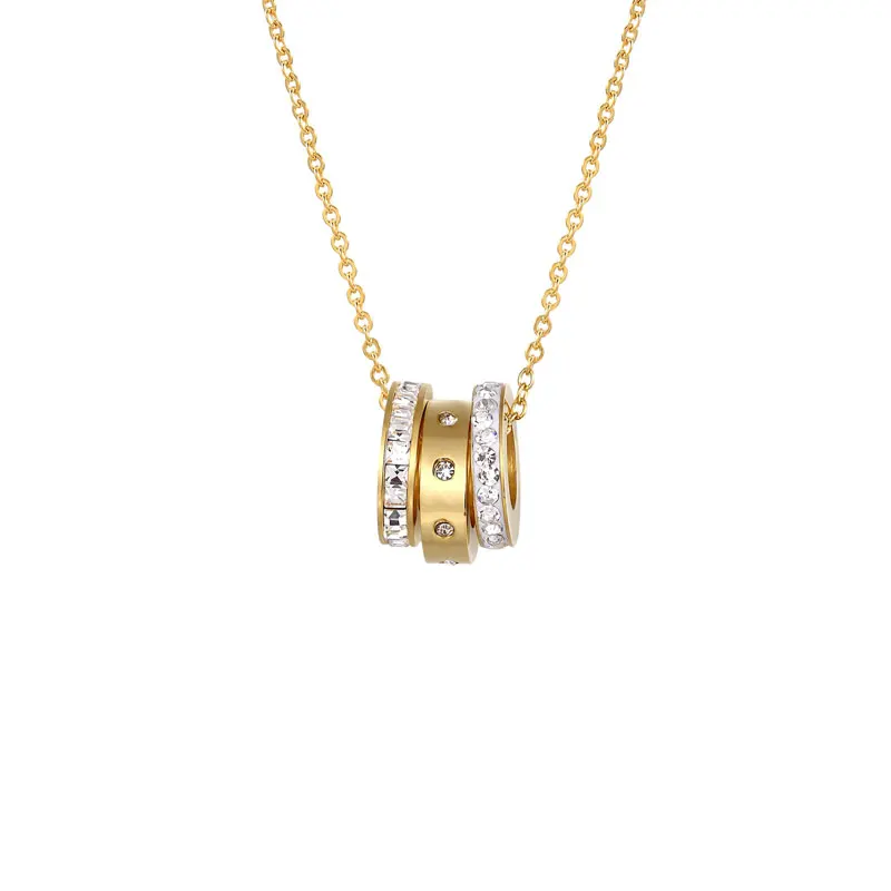 Маленькие и изысканные ожерелья с подвеской в виде трех колец из циркония для женщин высококачественное ожерелье из нержавеющей стали для влюбленных подарок на день рождения Маленькие и изысканные ожерелья с подвеской в виде трех колец из циркония для женщин высококачественное ожерелье из нержавеющей стали для влюбленных подарок на день рождения