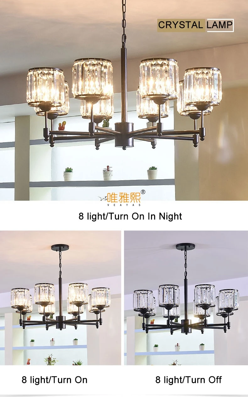 Luxury Crystal chandelier for Living Room Classic Crystal Chandelier Light Fixtures Bedroom Gold Lamp LED Crystal Lamp Ceiling