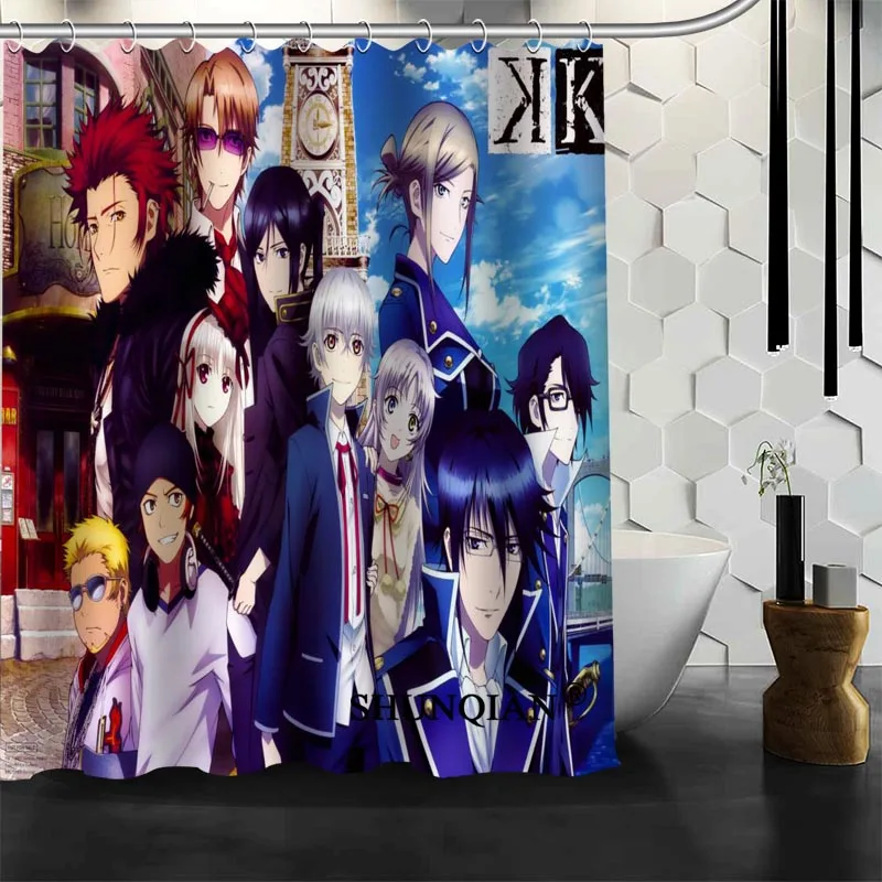 

Пользовательская аниме ткань K Project, Современная душевая занавеска, ткань из полиэстера, печатная стандартная занавеска, водонепроницаемая ...