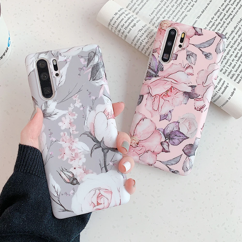Ретро чехол для телефона с цветком и кольцом на палец Huawei P20 P30 P40 Pro Lite Mate 20 30 мягкий