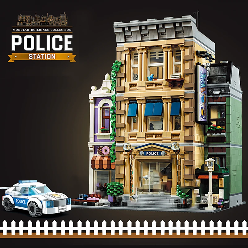 

Конструктор MOC Legoingly Creator Street View, набор строительных блоков, экспертная модель полицейского участка, конструктор «сделай сам», игрушки для де...