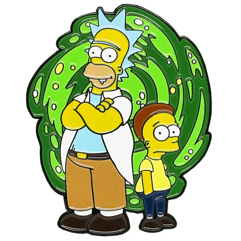 Мультяшная Милая брошь в стиле аниме Рик булавка для костюма воротник Морти