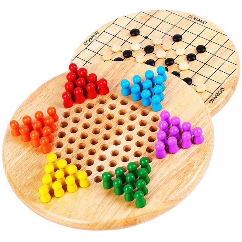 

Chinese children's Checkers Game Portable Development Intelligent Education Wooden Toys Puzzle Chess Toys For Children