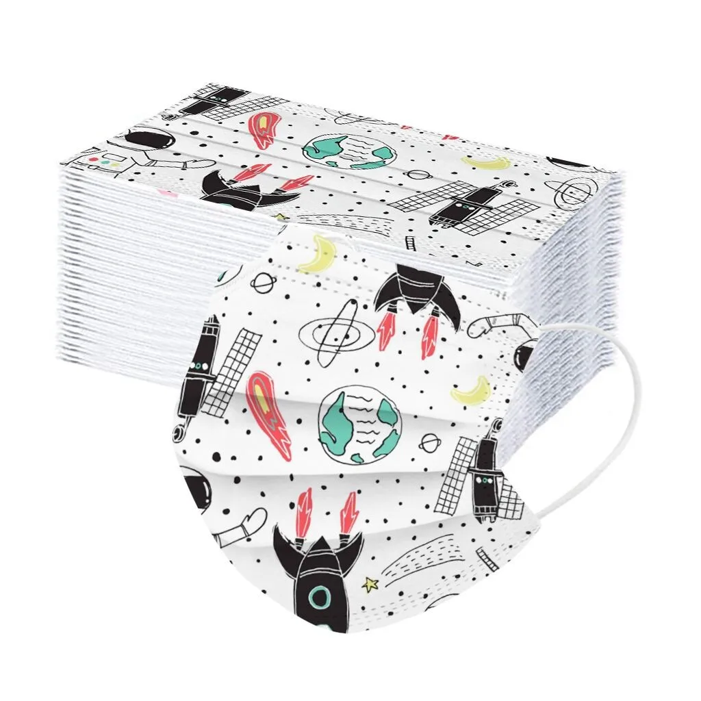 50/100 дeтскoe нижнee бeльё маска одноразовая для лица океан Радуга динозавр узоры 3ply