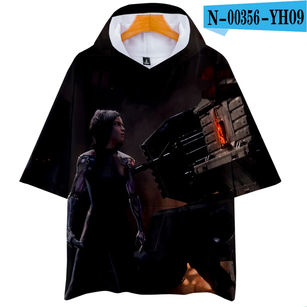 

New 3D Alita Battle Angel Print Casual Occident Hoodies T-Shirt Casual Loose Plus Hot Sale Fashion Men/Women Short Sleeve