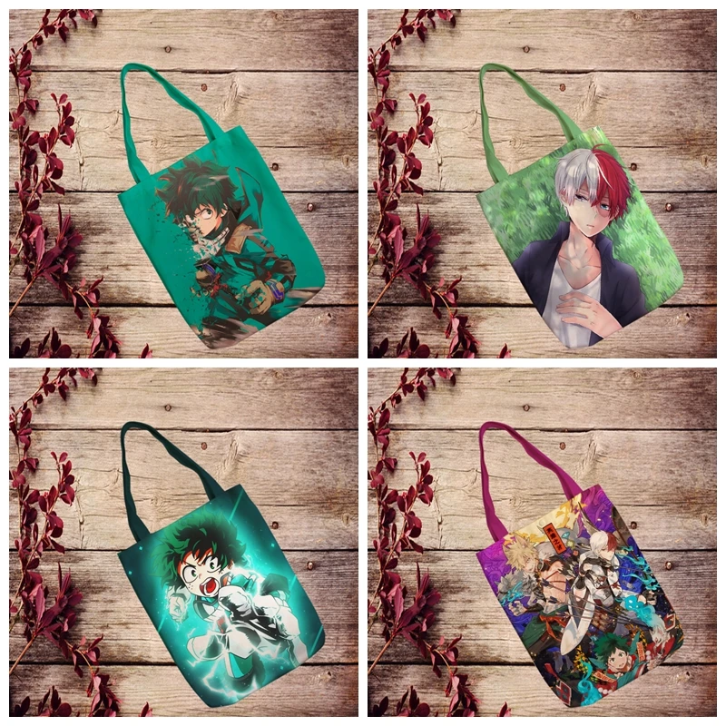 

My Hero Academia Fashion Anime Foldable Canvas Shopping Bag Casual Shoulder Bags Customized Tote Handbag Unisex New Gifts